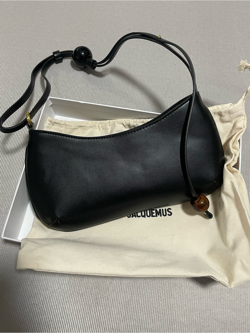 Jacquemus Black Le Chiquito Shoulder Bag with Gold Logo Detail - Picture 2 of 5